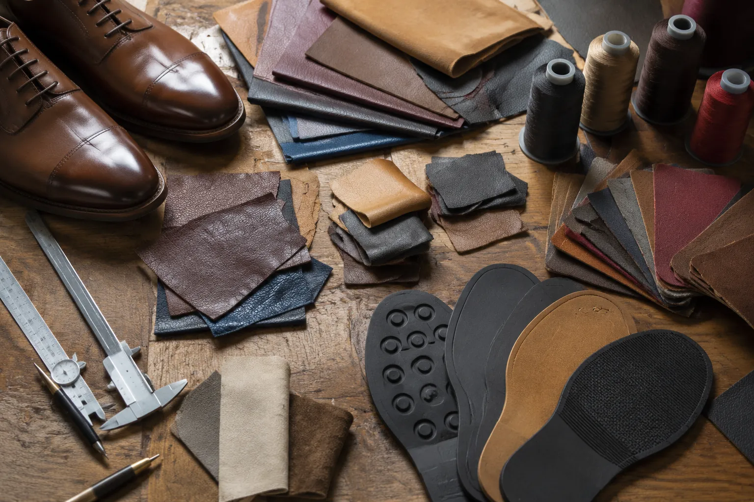 Calf and cow leather material board for footwear development