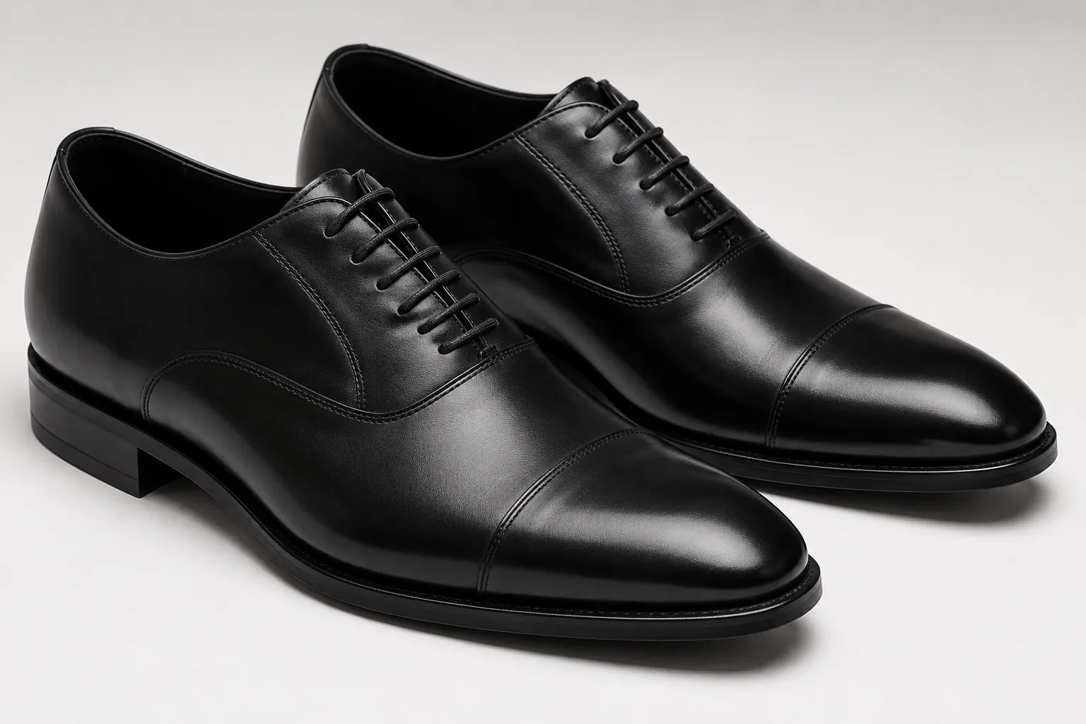 Men's black leather Oxford shoes