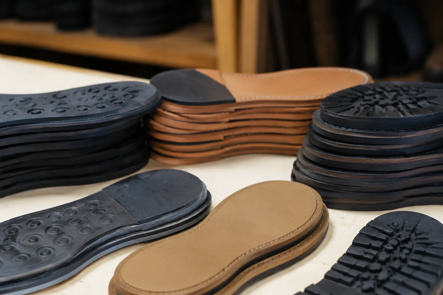 Shared outsole components used in a low MOQ shoe manufacturing plan