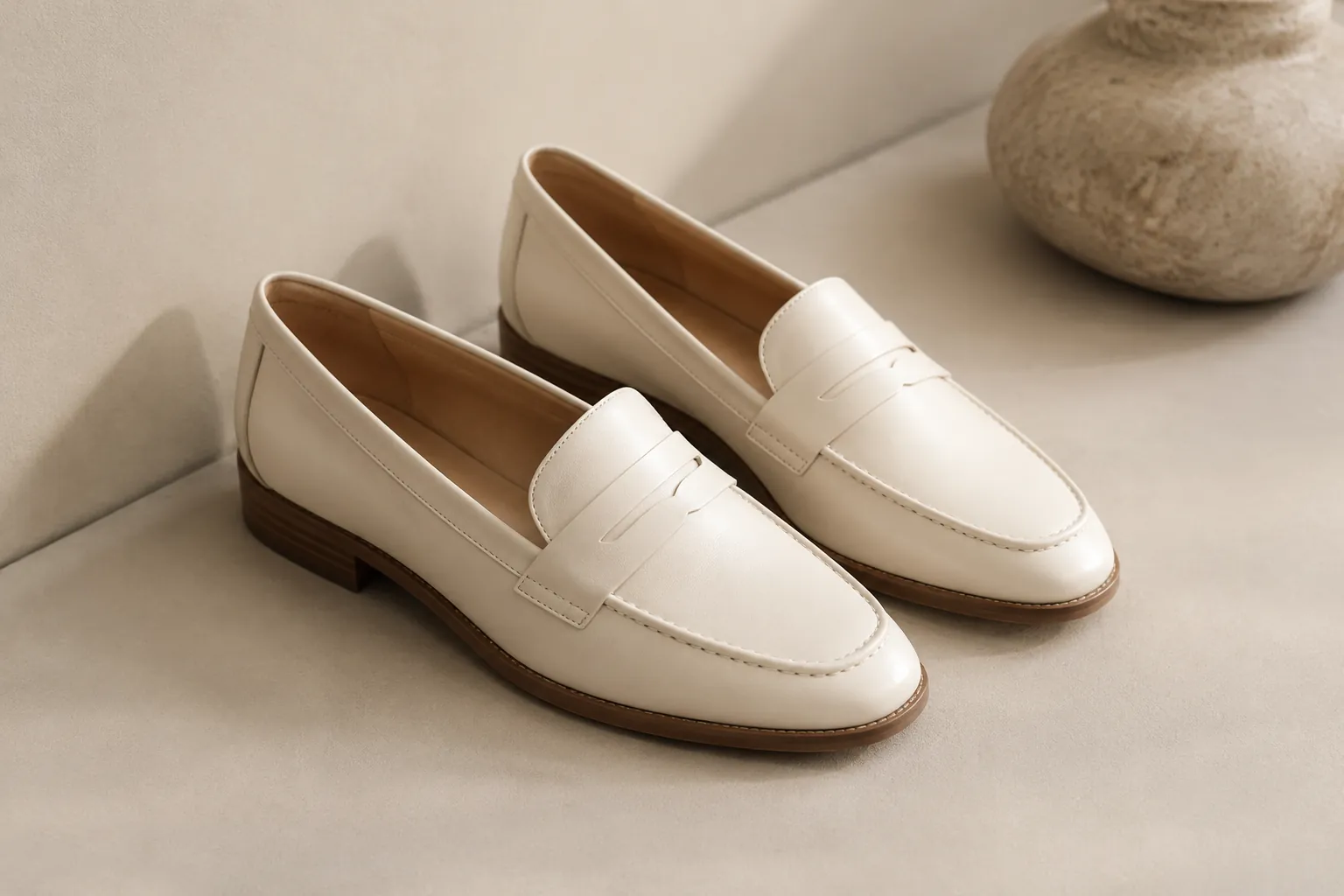 Women's black leather loafers