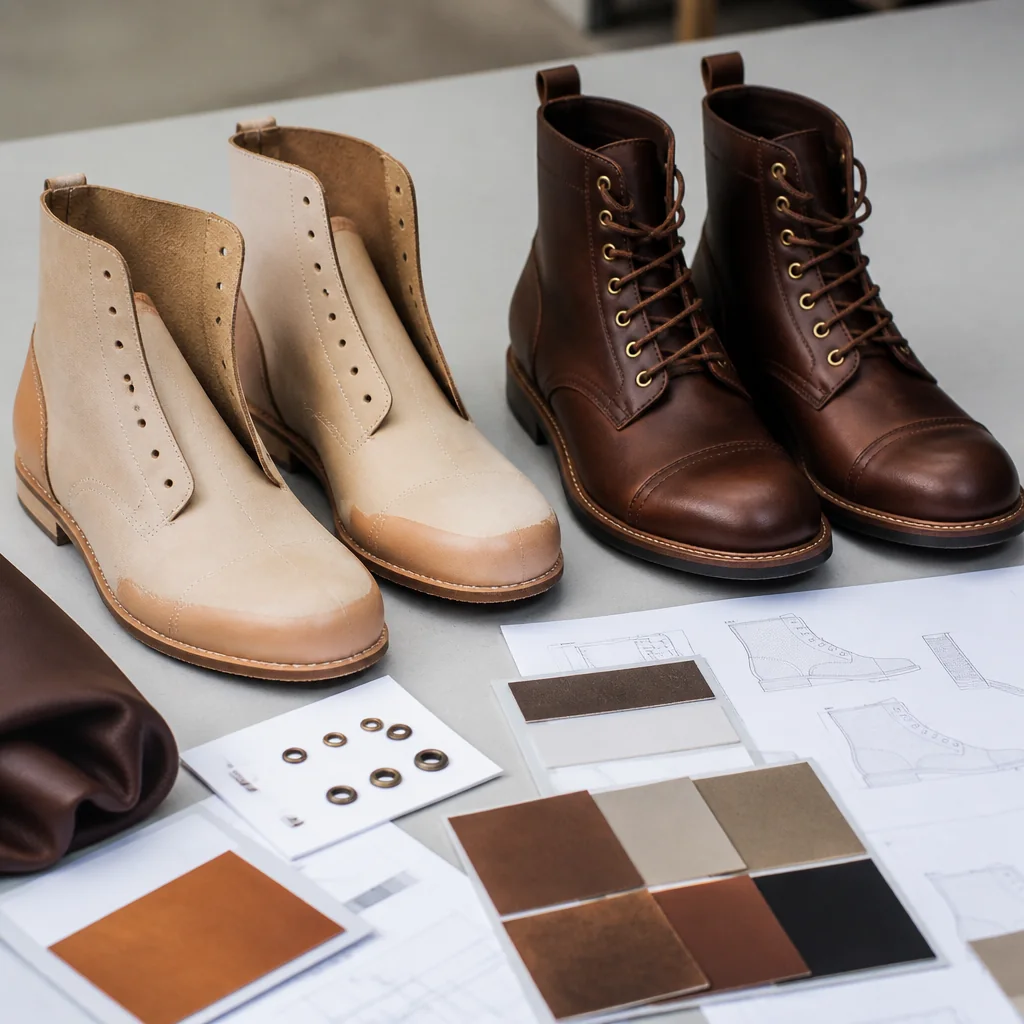 Custom leather boots commercial package and residual decision notes for factory proposal review
